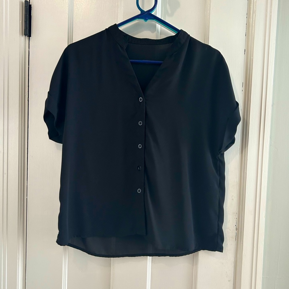 Black button up short sleeve